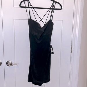 NWT Cowl Double Strap Corset Back Mini Dress